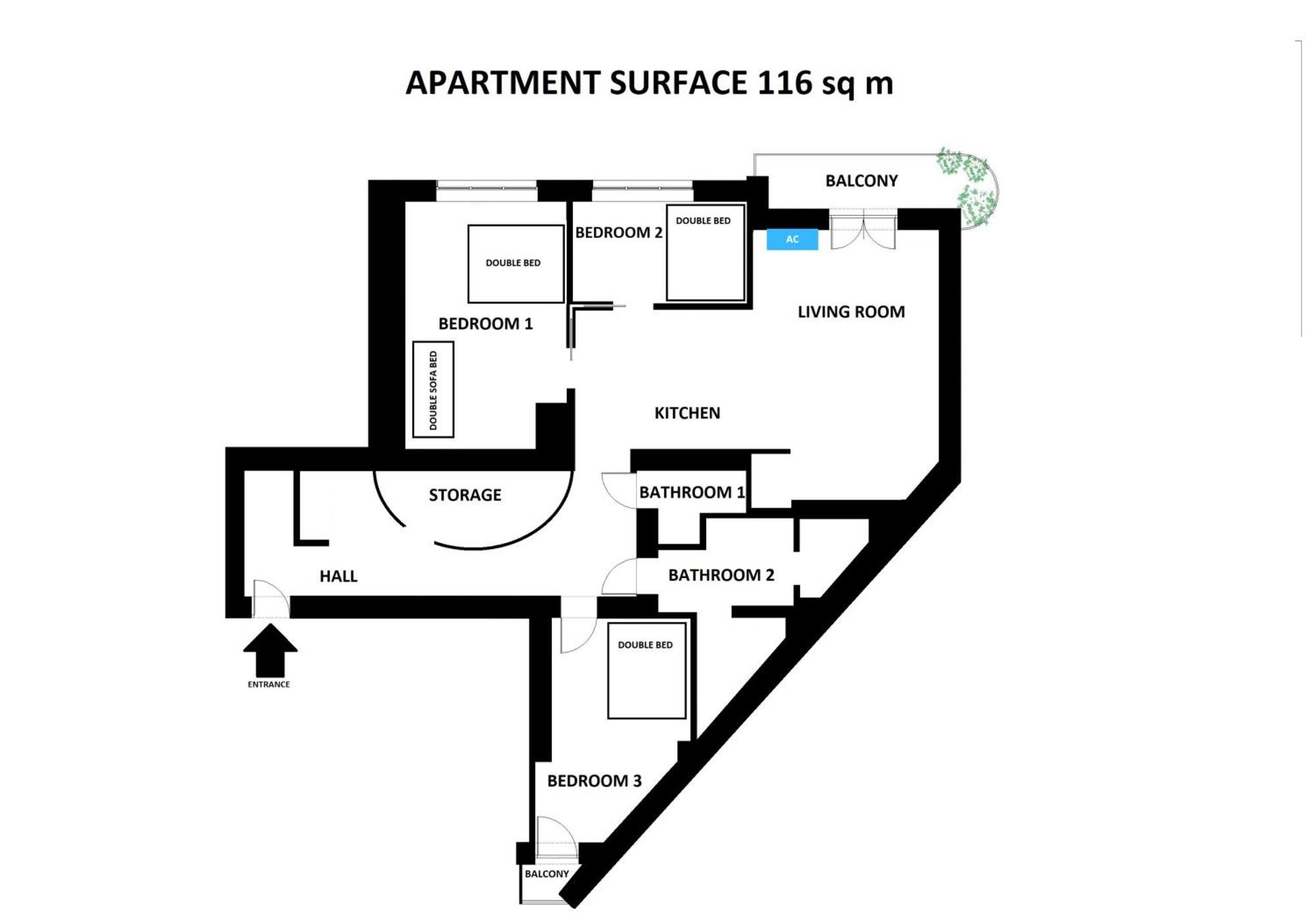 Spacious 3Br Apartment With Ac In Living Room, 2 Balconies Krasków Εξωτερικό φωτογραφία